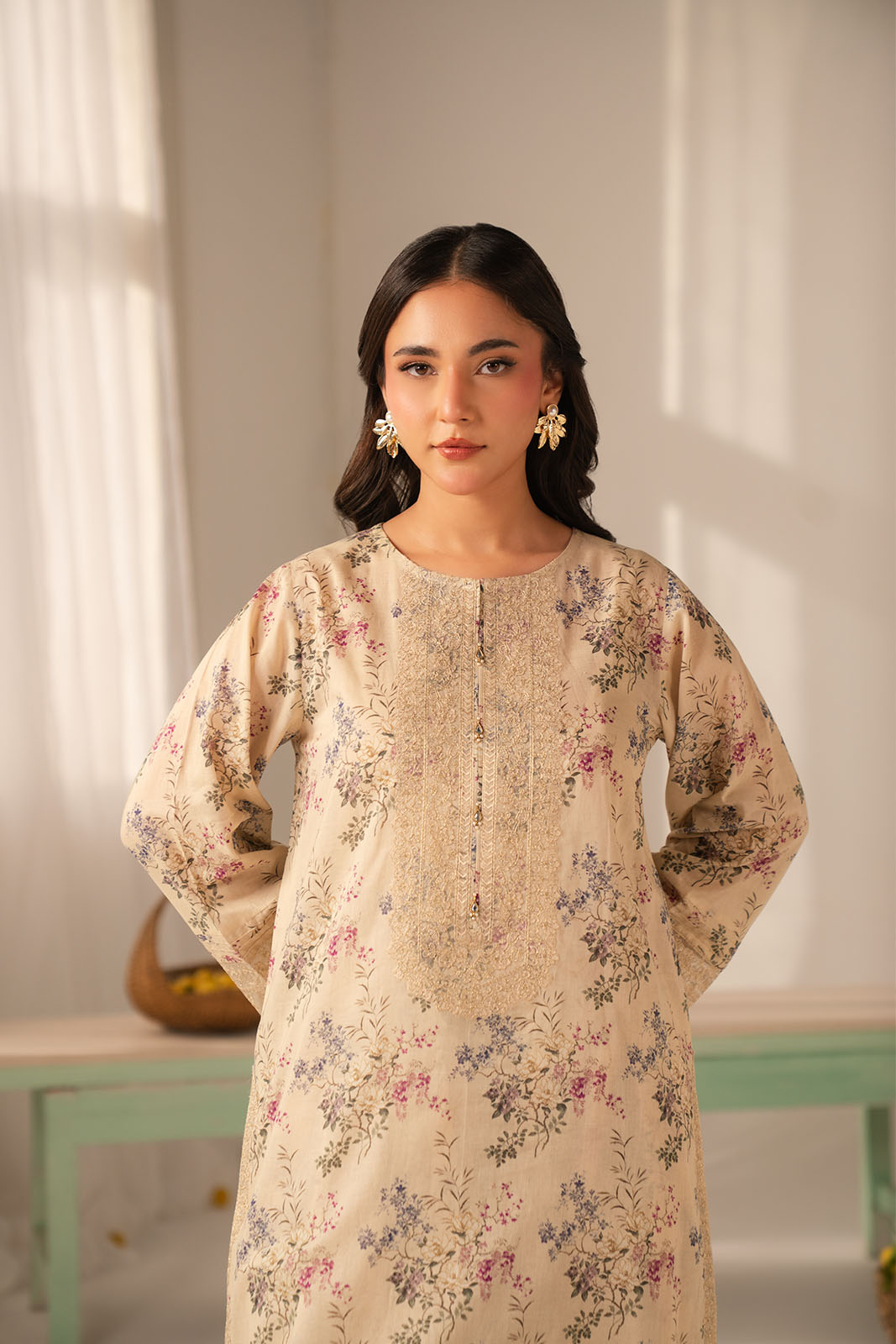 2 Piece Printed Lawn Embroidered Unstitched Suit (UC0126)
