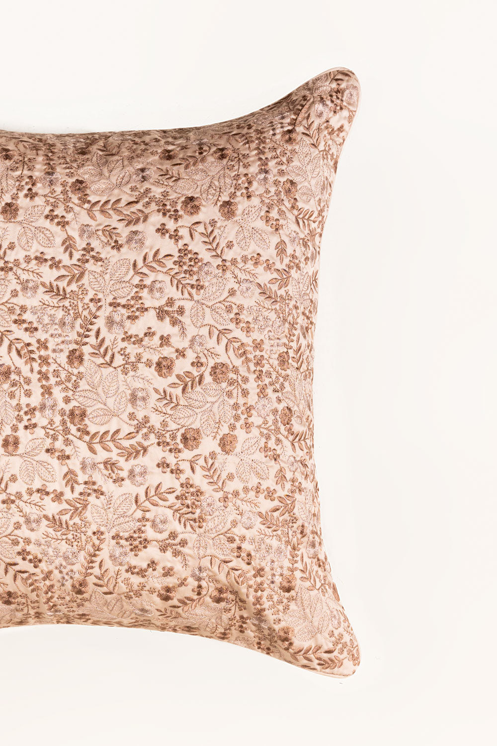 Beige T-400 Embroidered Square Cushion Cover