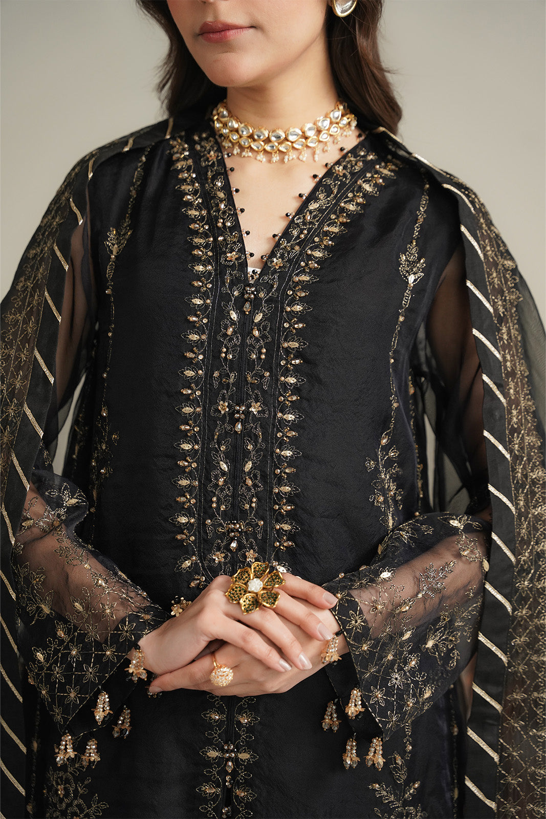 3 Piece Organza Embroidered Unstitched Suit (UF0029)