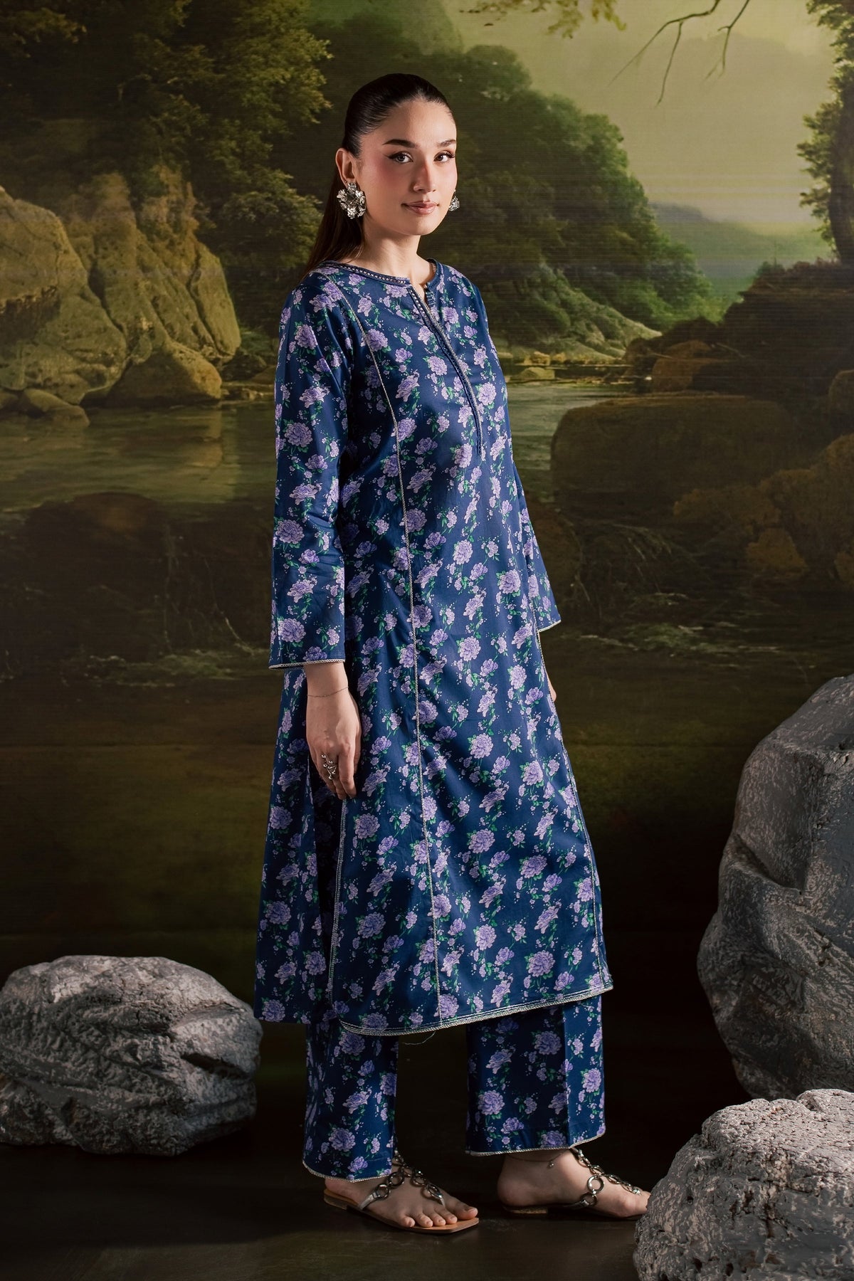 Blue Leah 2Pc - Printed Lawn Dress