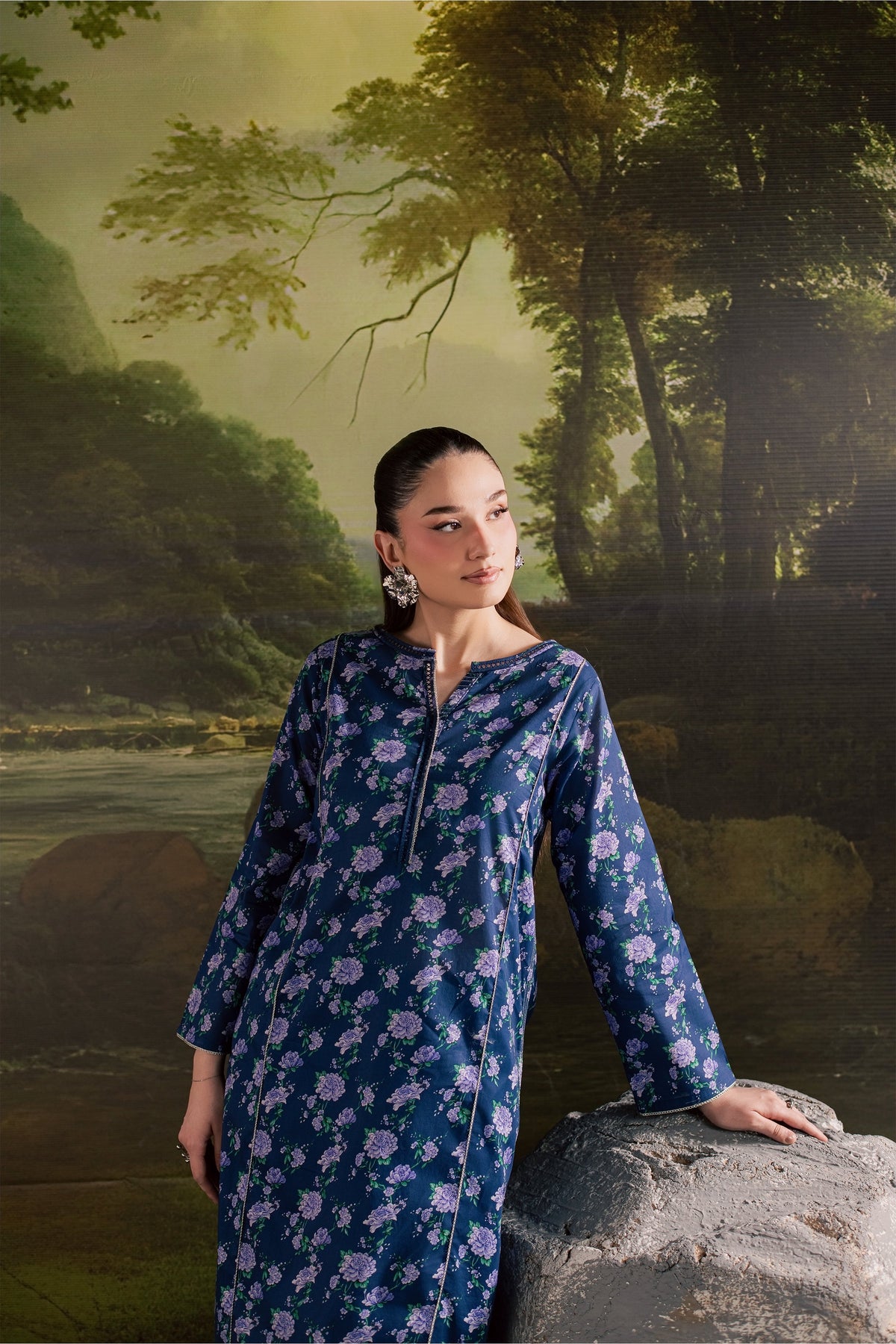 Blue Leah 2Pc - Printed Lawn Dress