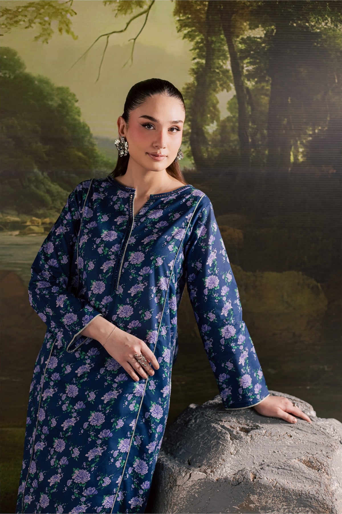 Blue Leah 2Pc - Printed Lawn Dress