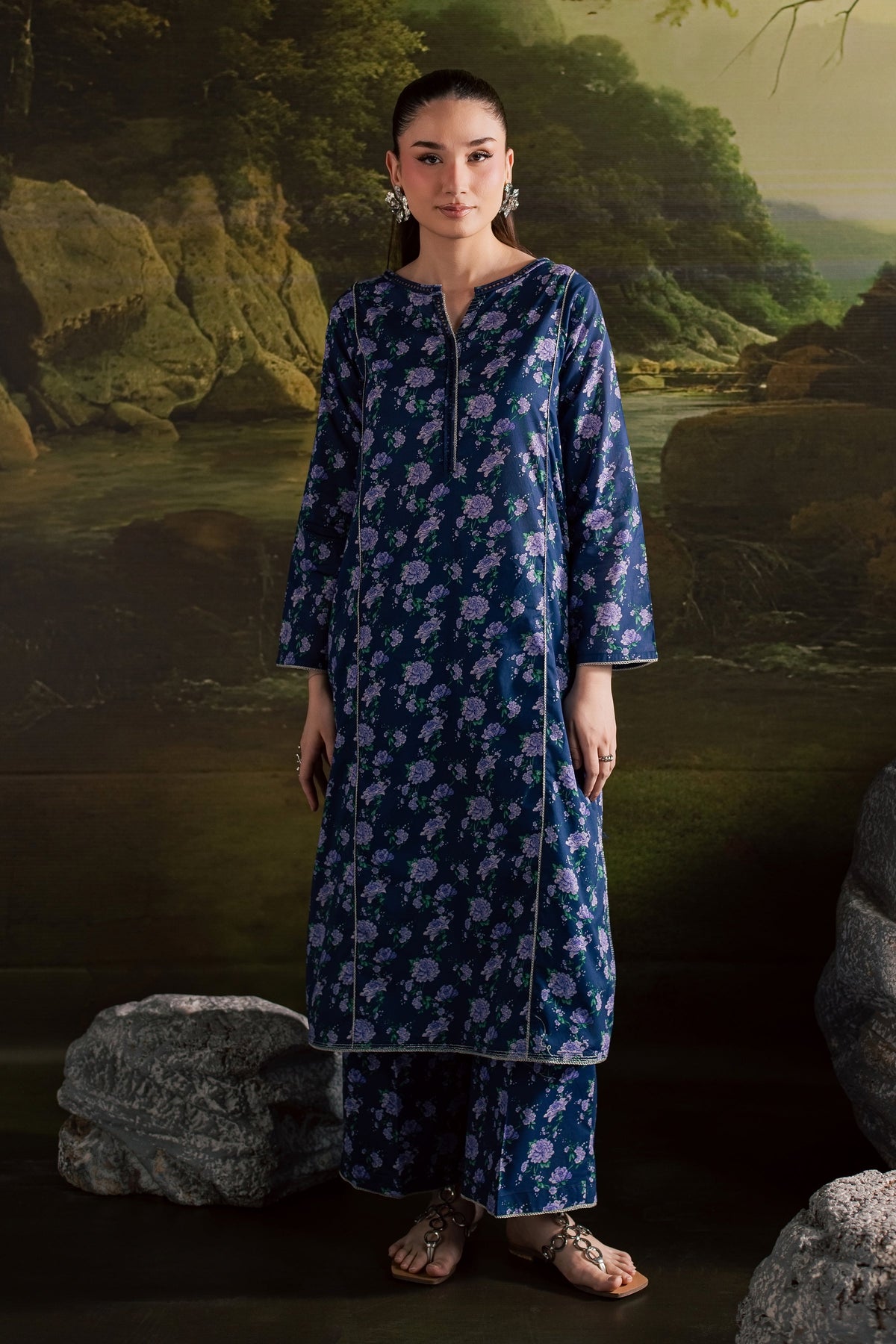 Blue Leah 2Pc - Printed Lawn Dress