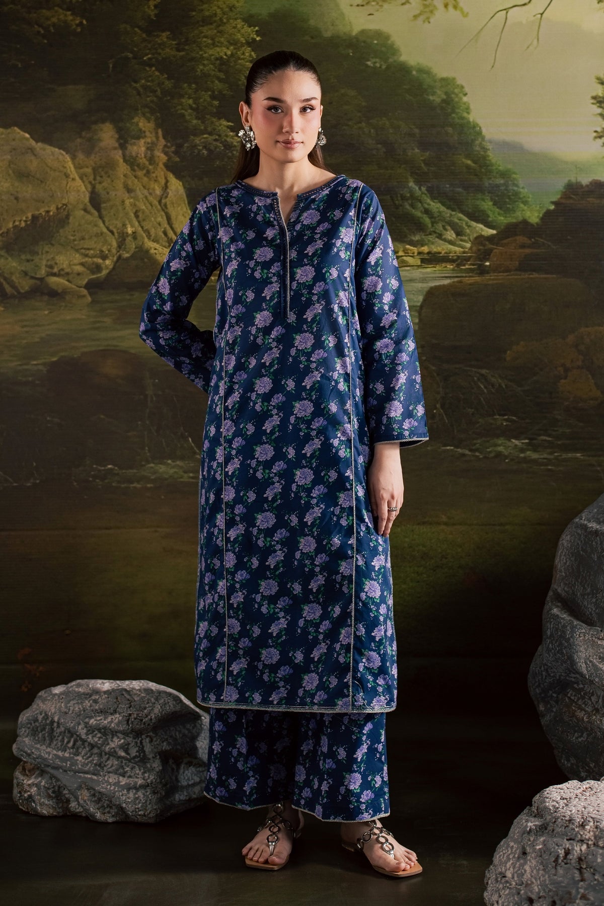 Blue Leah 2Pc - Printed Lawn Dress