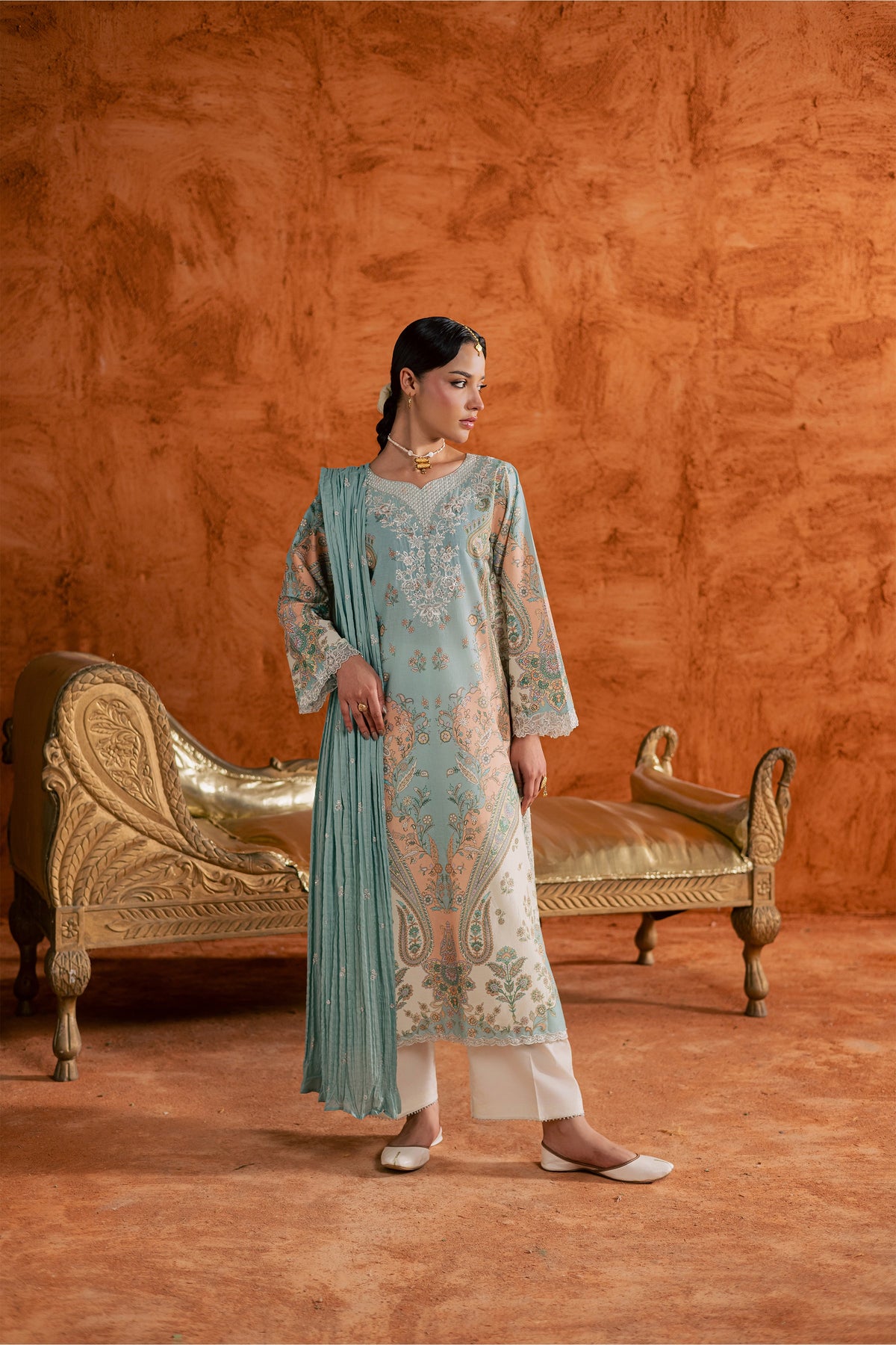 Blue Olaf 3Pc - Printed Lawn Dress