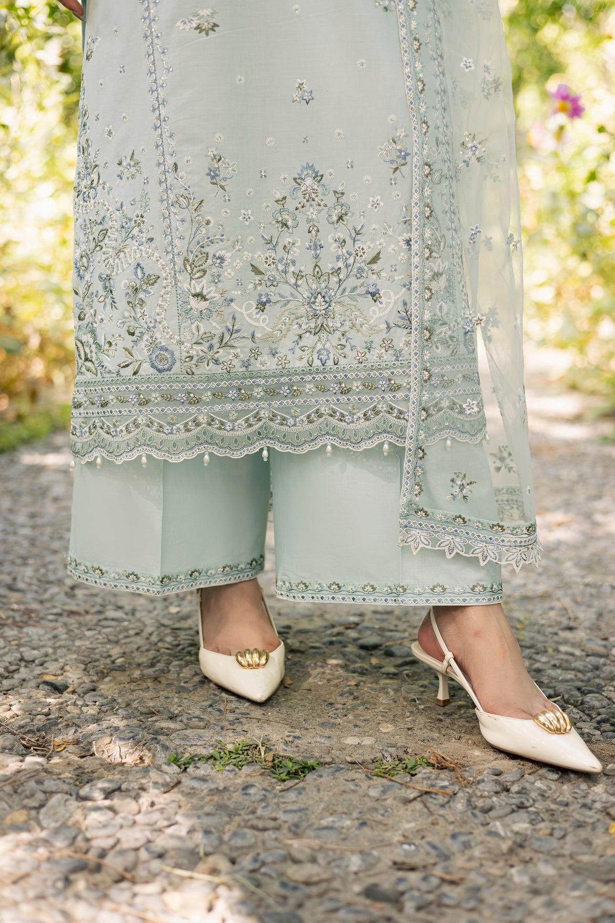 Blue Petra 3Pc - Festive Embroidered Lawn