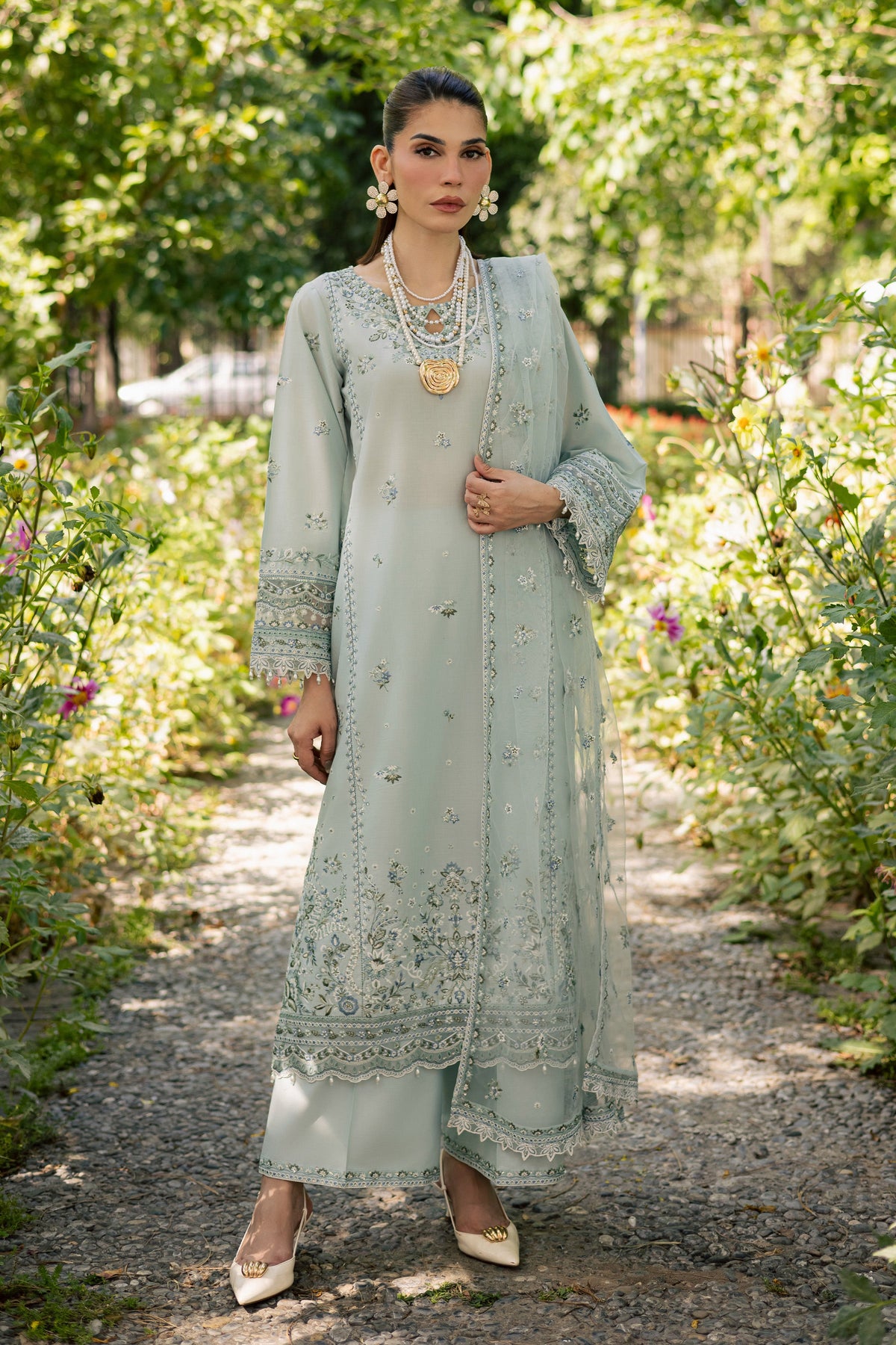 Blue Petra 3Pc - Festive Embroidered Lawn