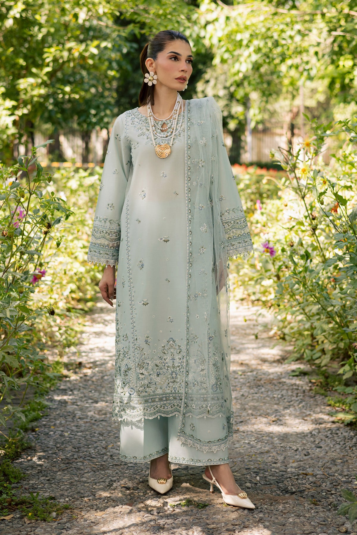 Blue Petra 3Pc - Festive Embroidered Lawn