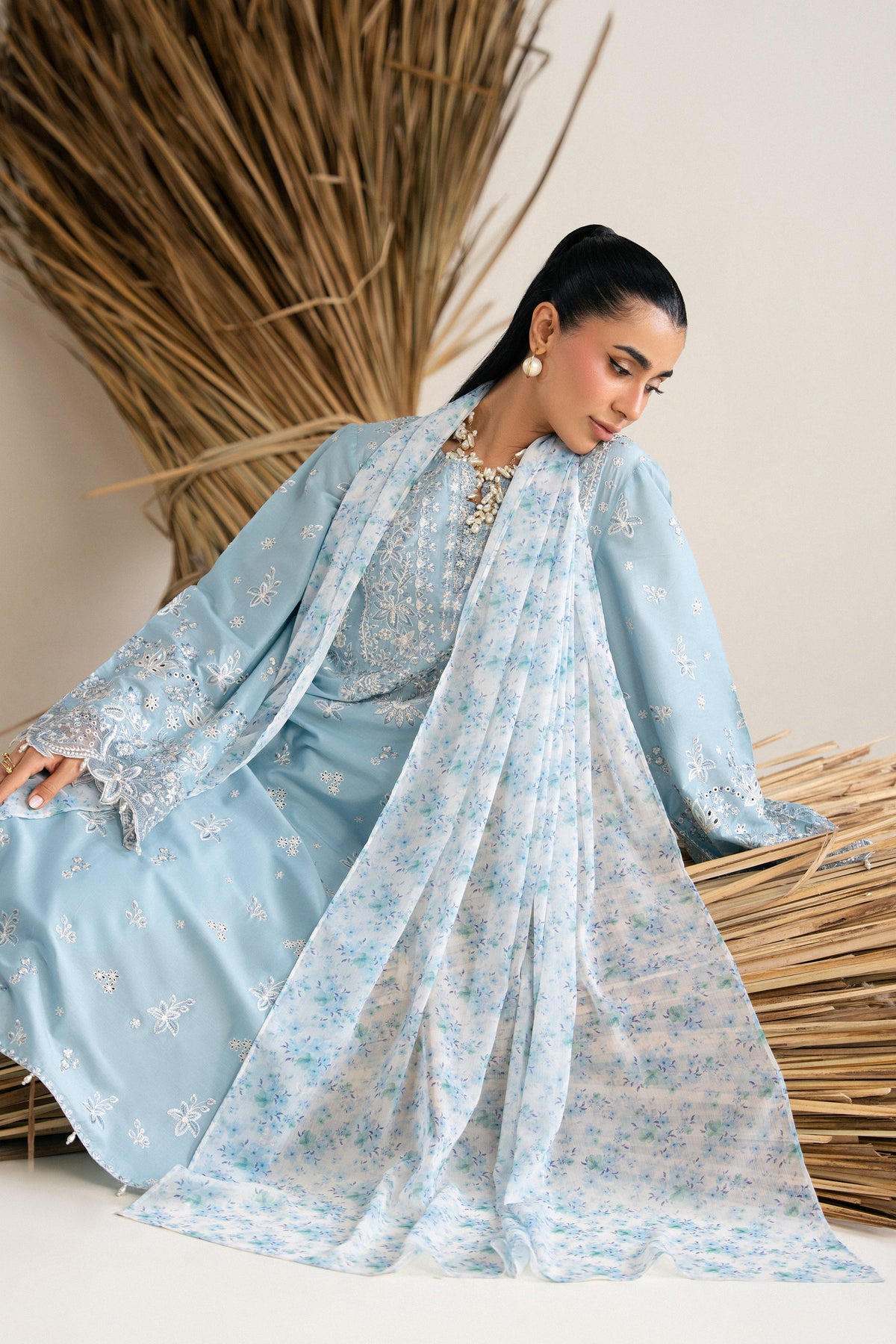 Blue Raya 3Pc - Festive Eid Pret