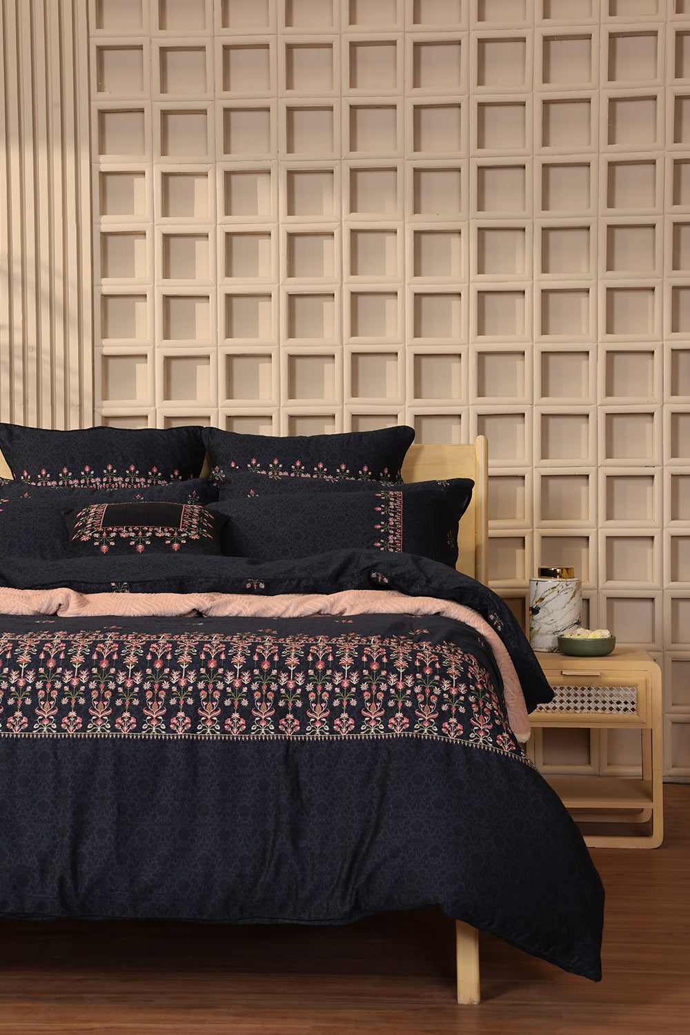 Blue Jewel Embroidered Quilt Cover Set