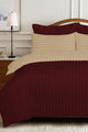 Burgundy Deep and Almond Buff Luxury Stripe Quilt Cover Set