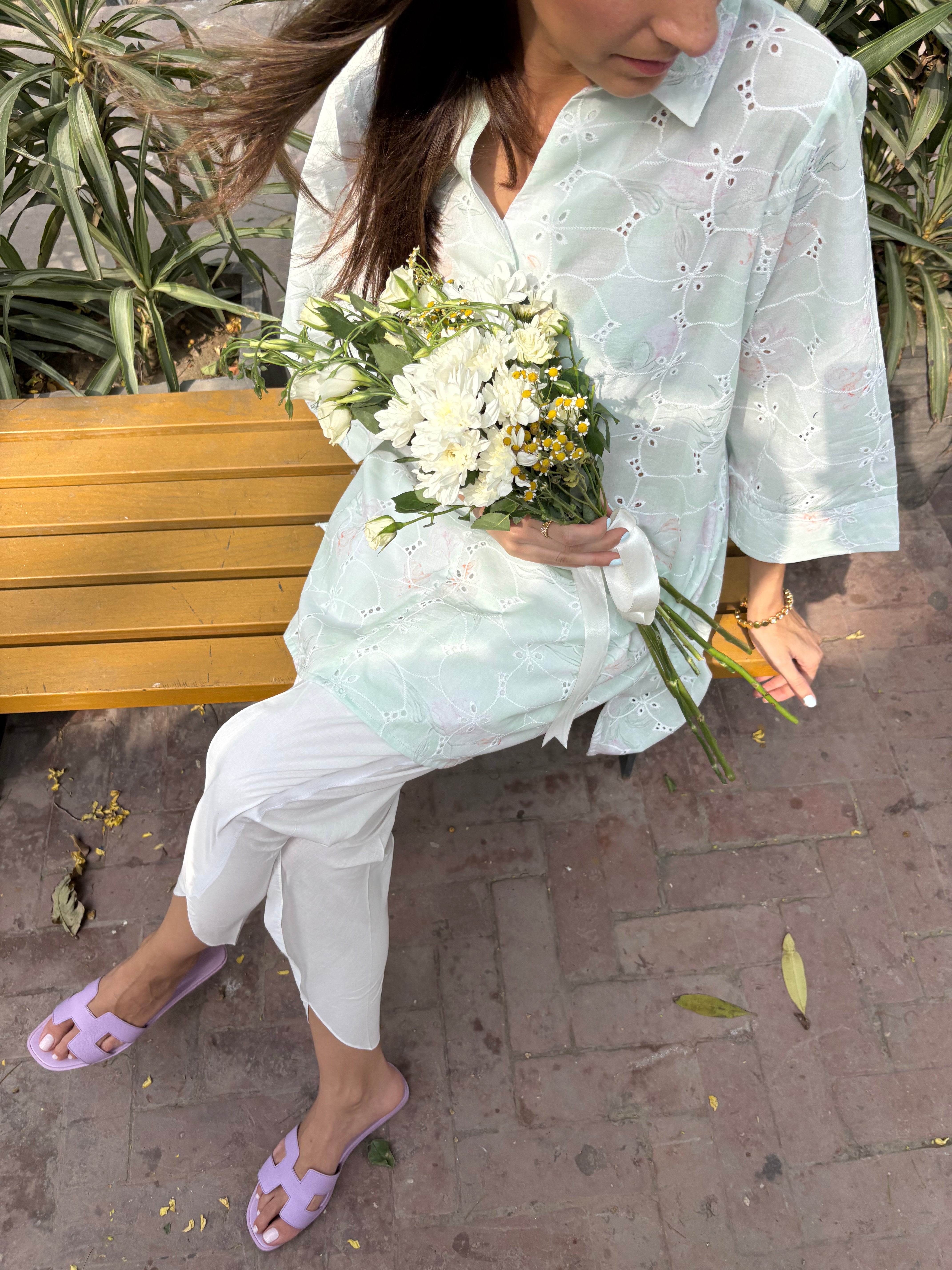 Green Lawn Toby Tunic with Tulip Shalwar