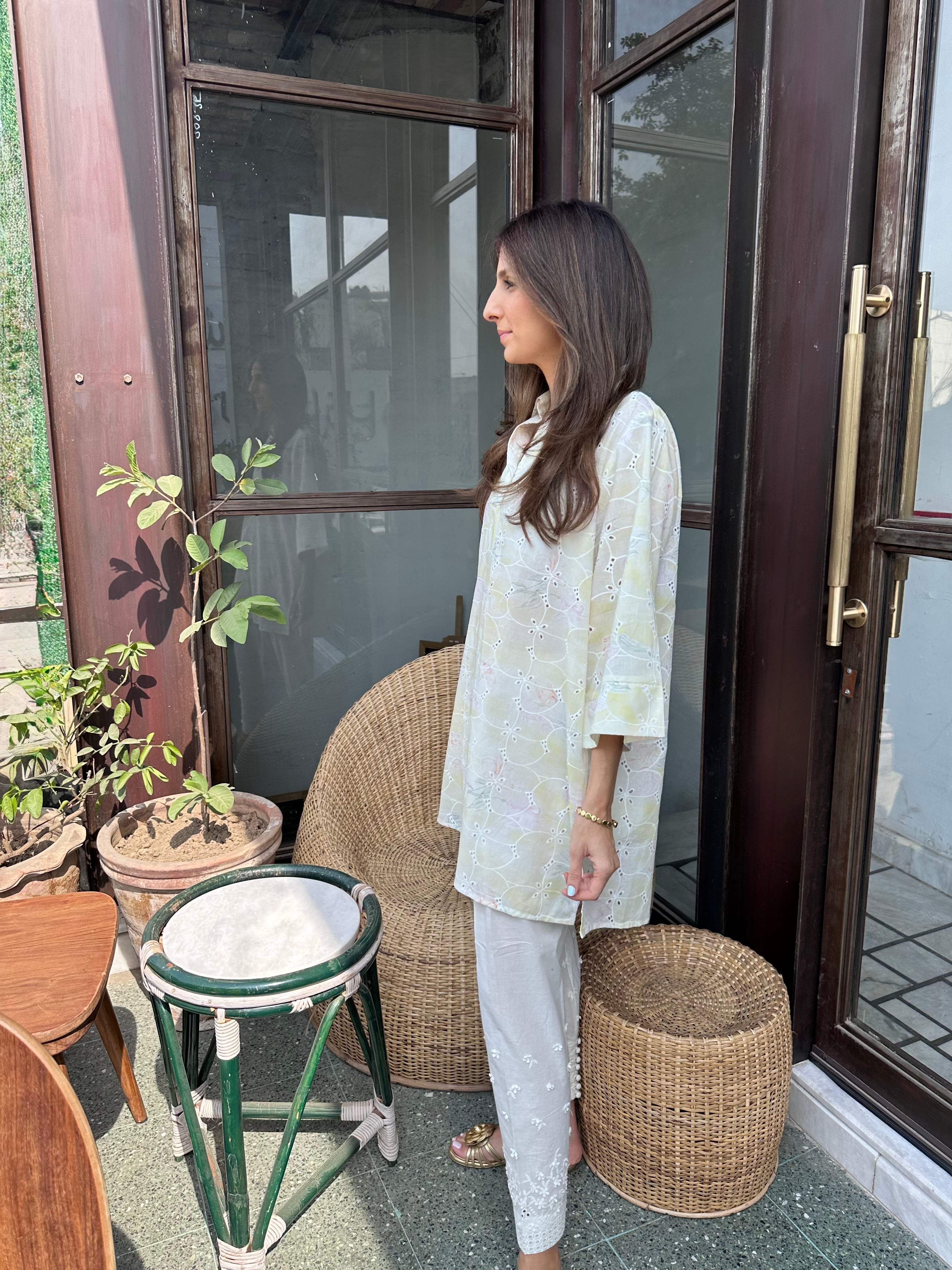 Yellow Lawn Toby Tunic with Skinny / Tulip Shalwar