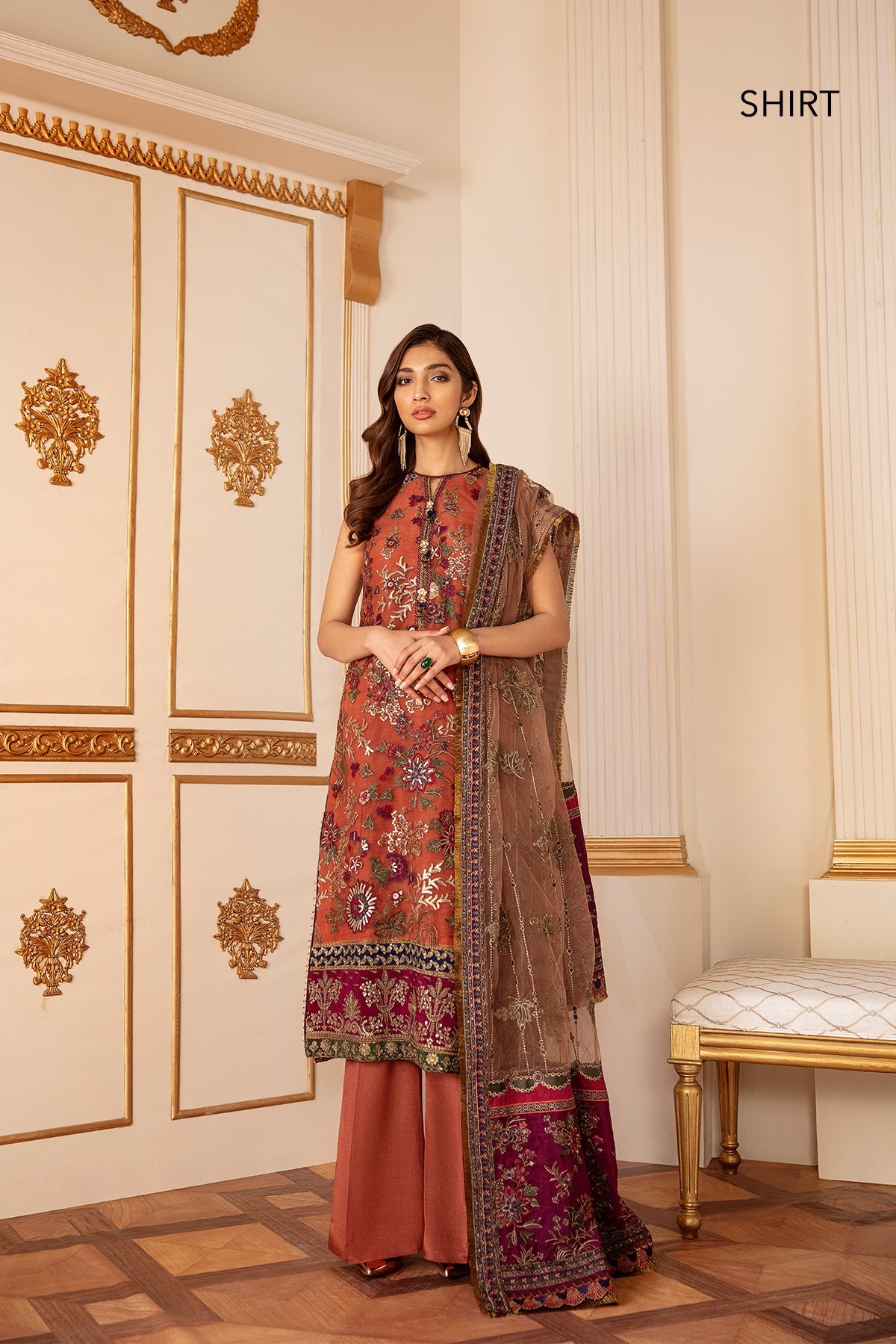 EMBROIDERED NET CH07-03 UNSTITCHED