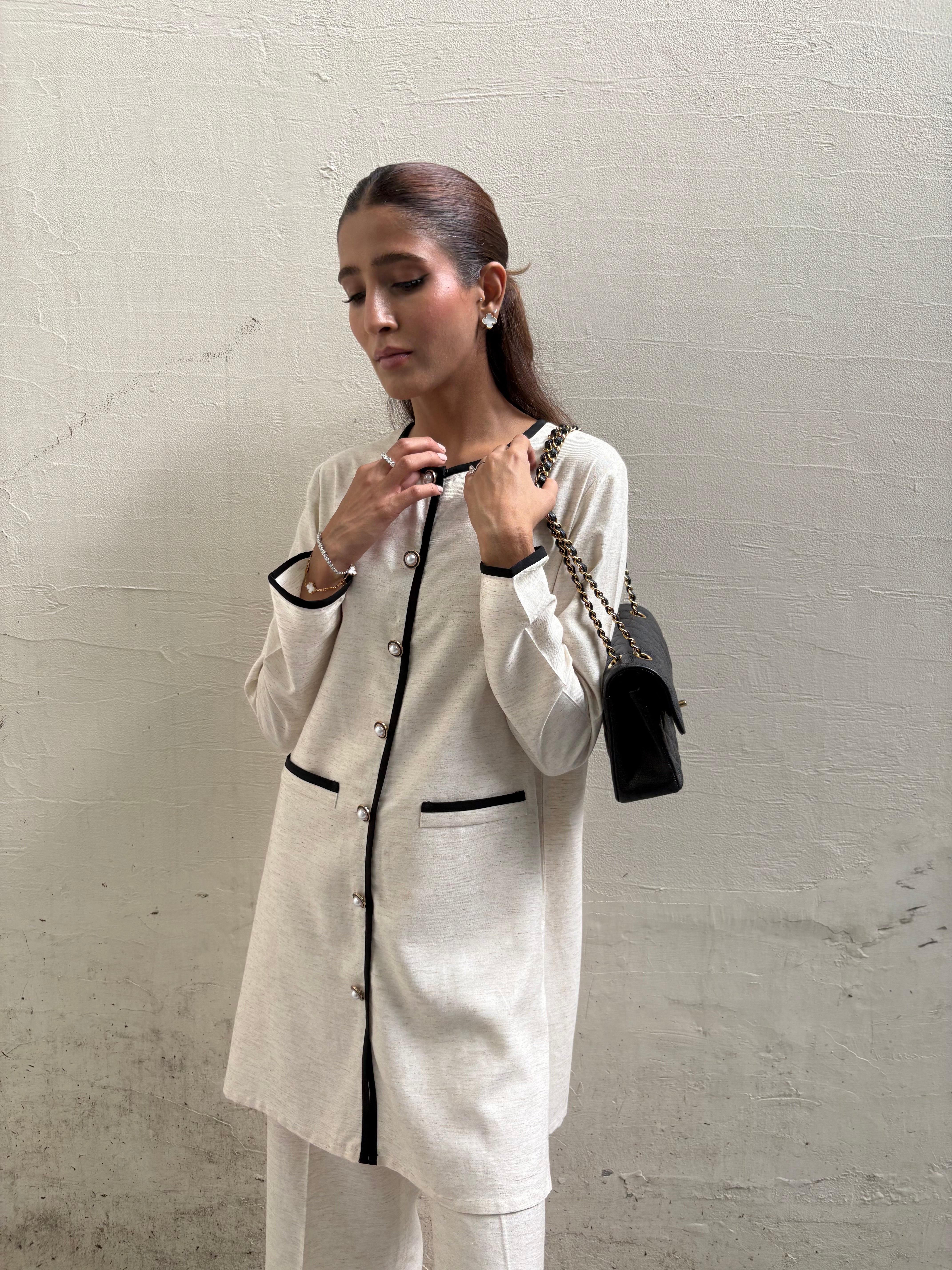 Boucle Set in Heathered Oat Wool