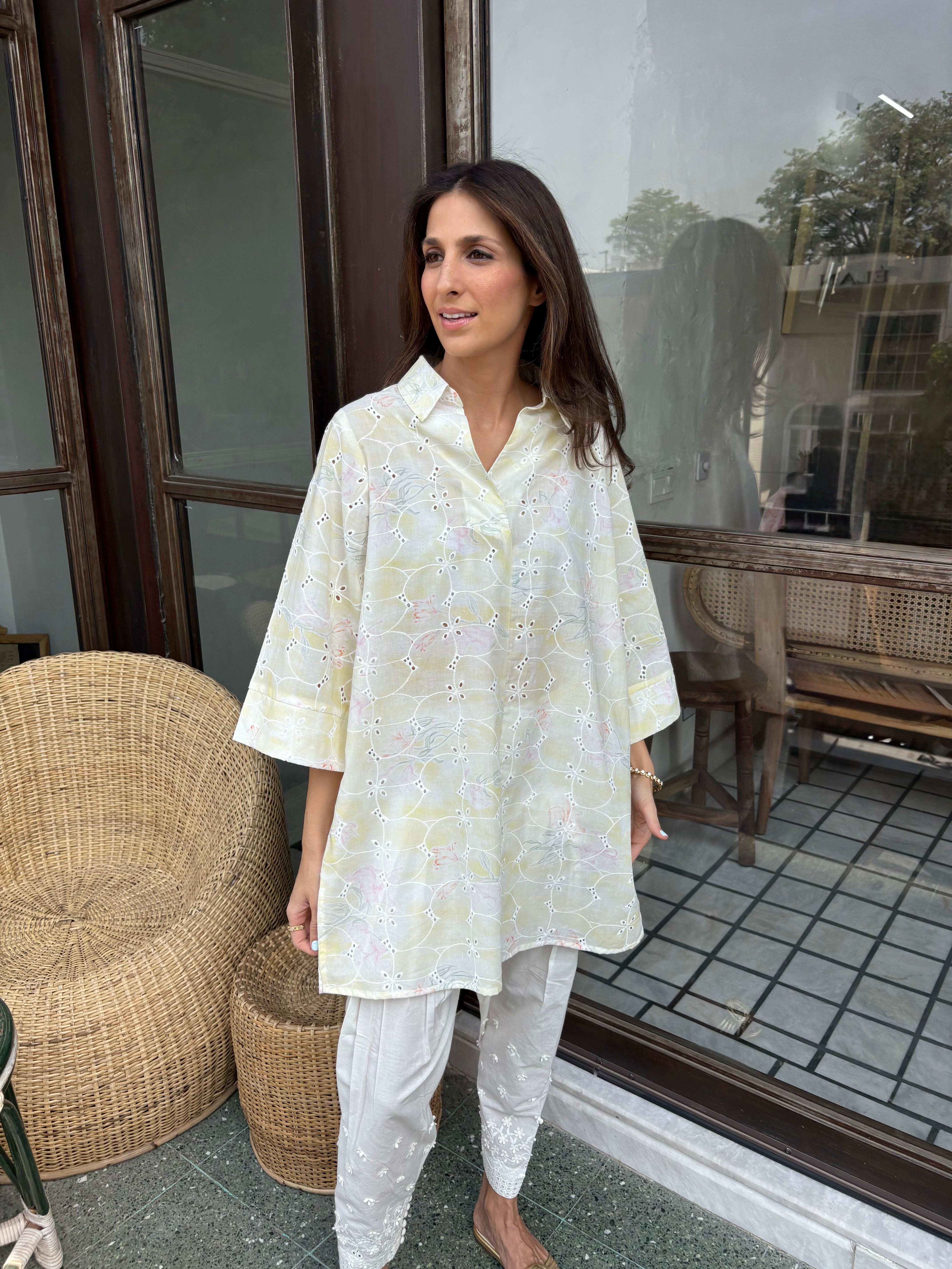 Yellow Lawn Toby Tunic with Skinny / Tulip Shalwar