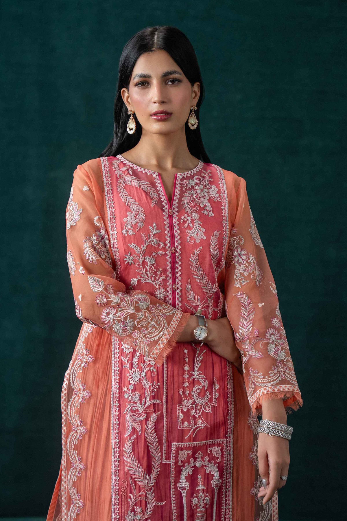 Orange 2 Piece - Embroidered Suit - CBS26-08