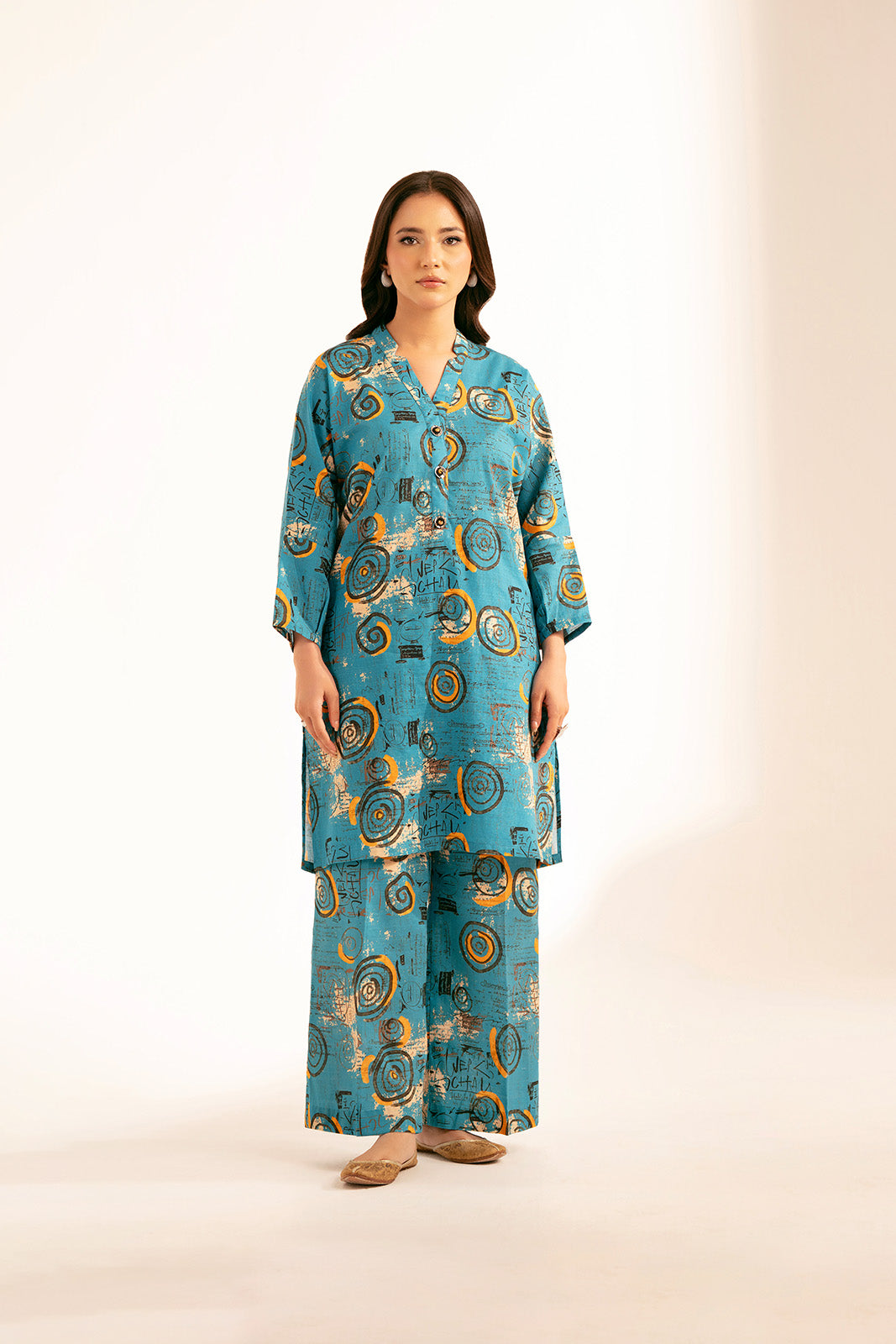 2 Piece Printed Slub Khaddar Printed Shirt (CF0169)