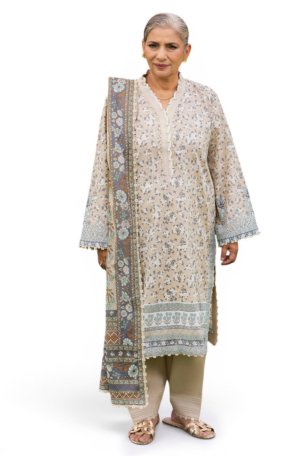 3 Piece Printed Suit