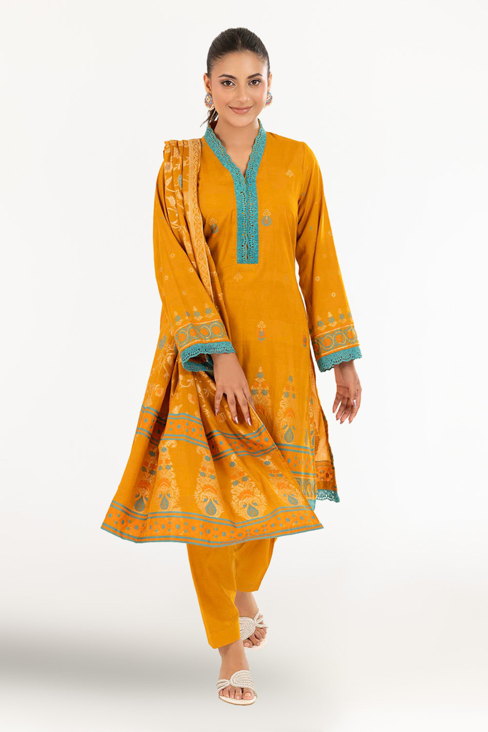 3 Piece Unstitched Jacquard Suit