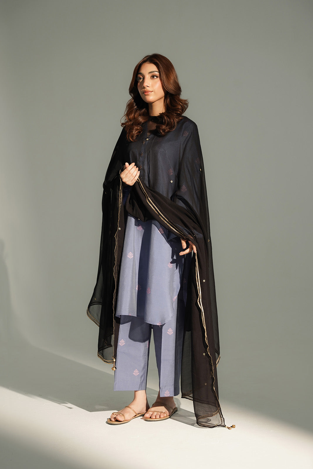 1 Piece Chiffon Embroidered Stole (CO0032)
