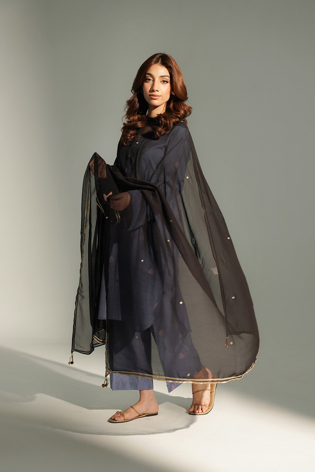 1 Piece Chiffon Embroidered Stole (CO0032)