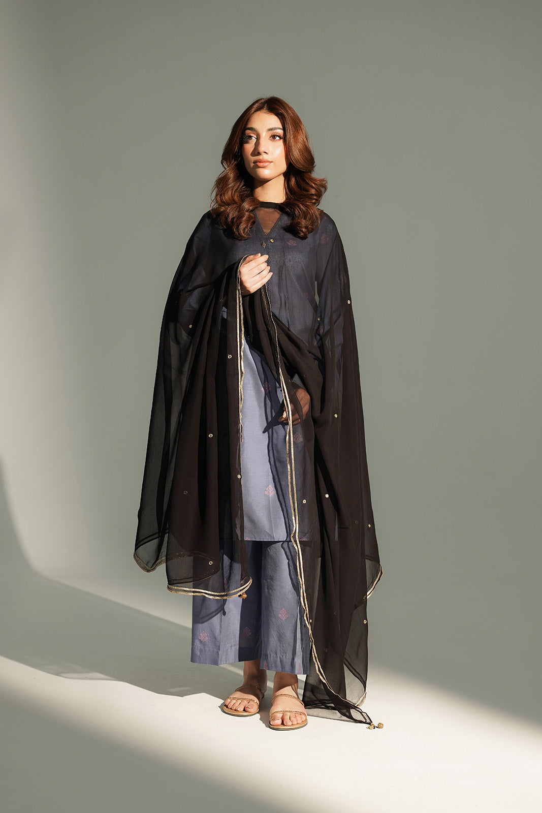 1 Piece Chiffon Embroidered Stole (CO0032)