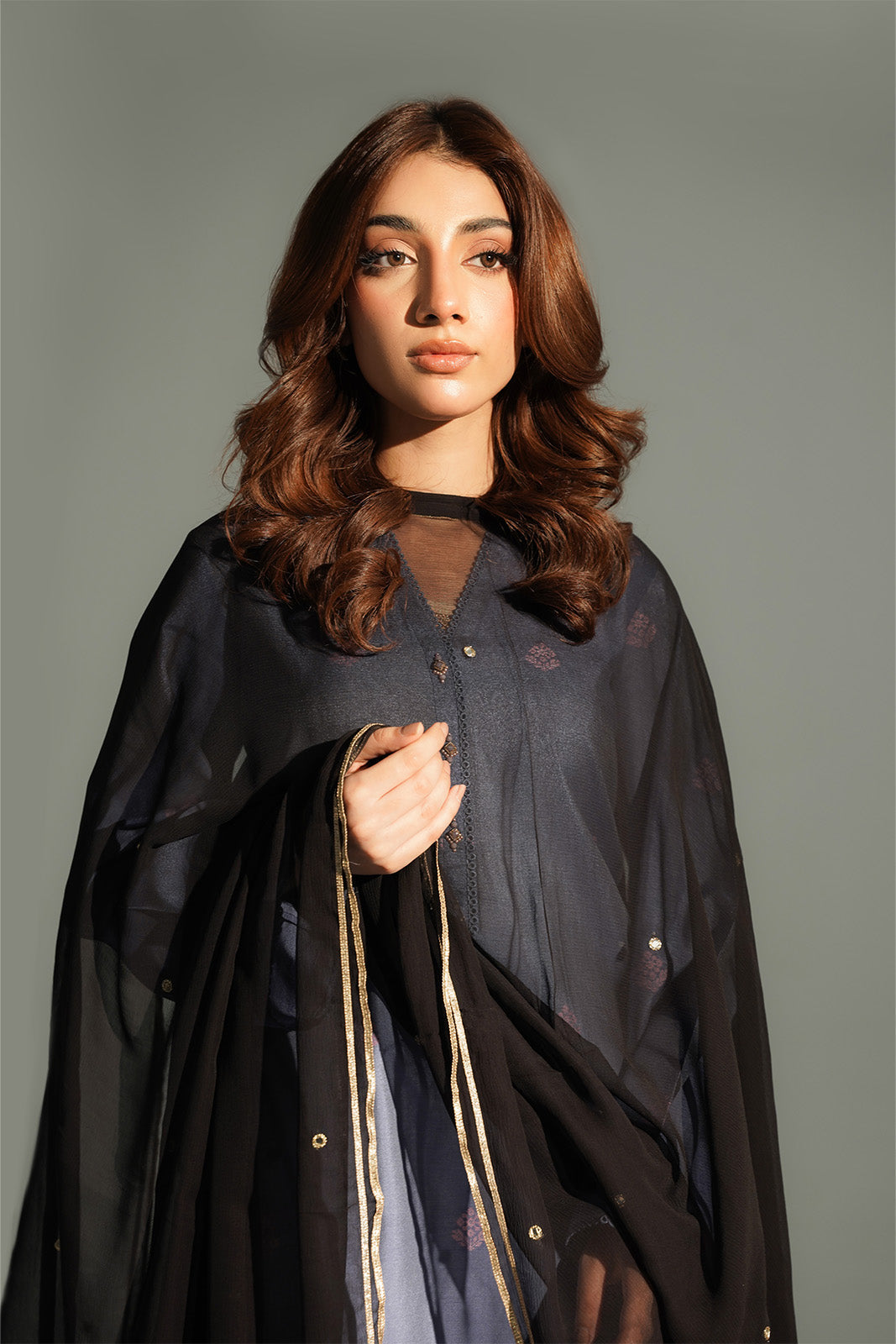 1 Piece Chiffon Embroidered Stole (CO0032)