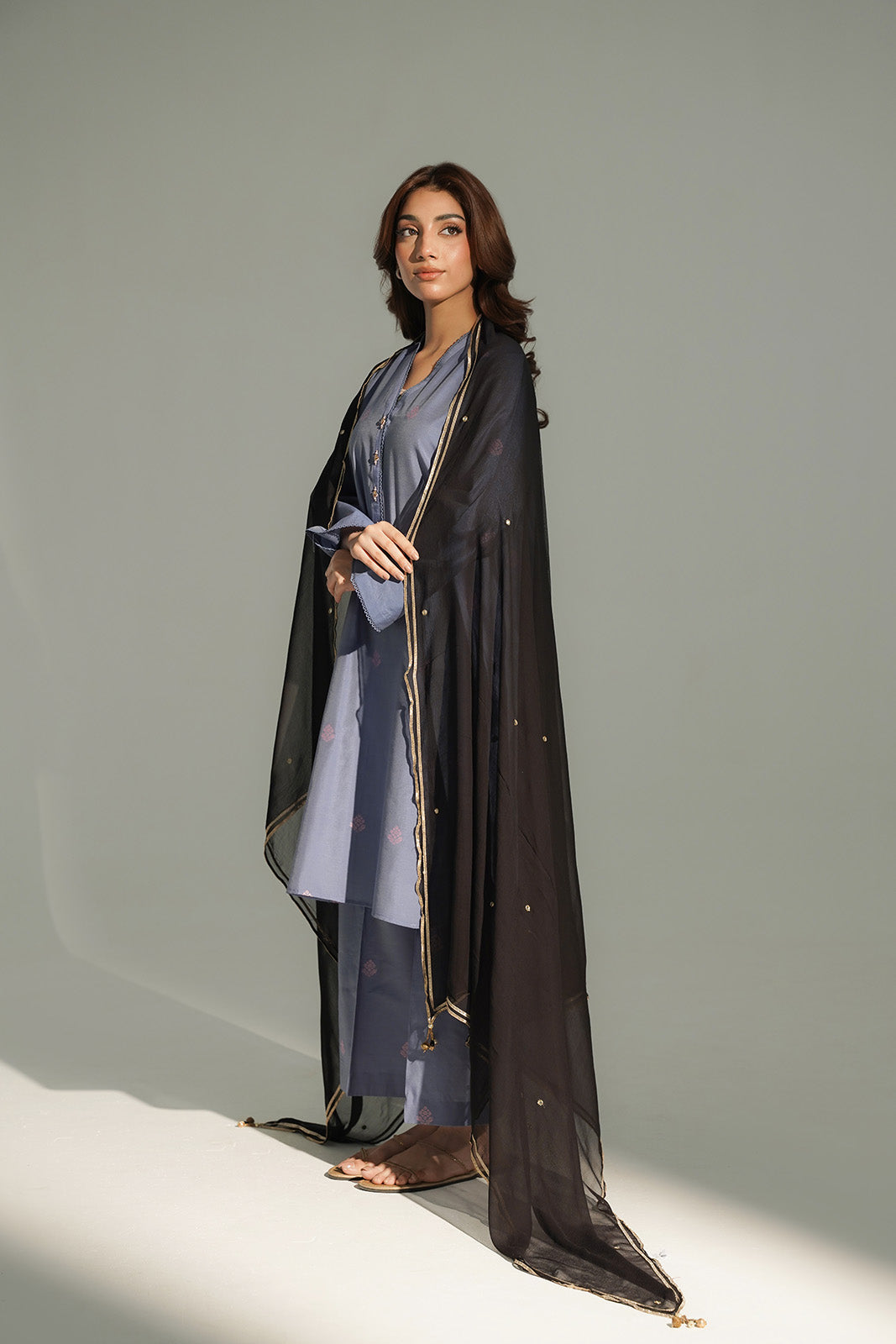 1 Piece Chiffon Embroidered Stole (CO0032)