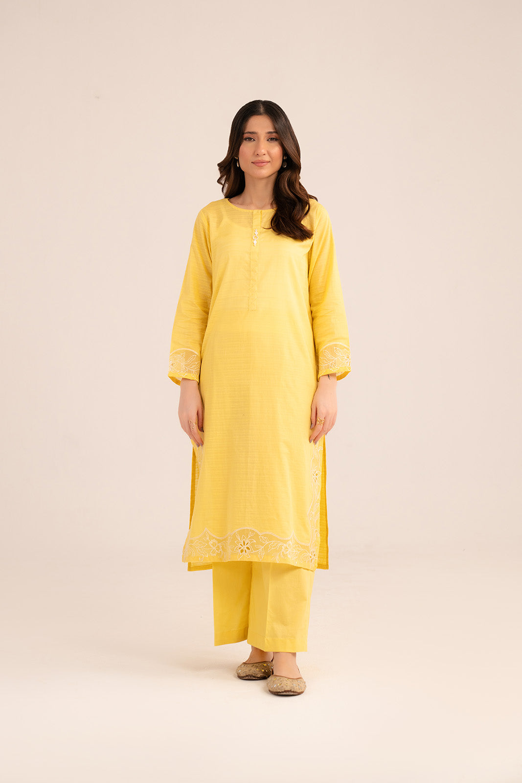 2 Piece Cotton Stripe Embroidered Suit (CP0231)