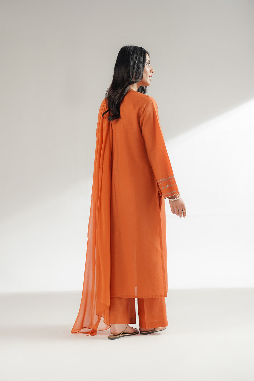 3 Piece Dobby Cotton Embroidered Suit (CP0477)