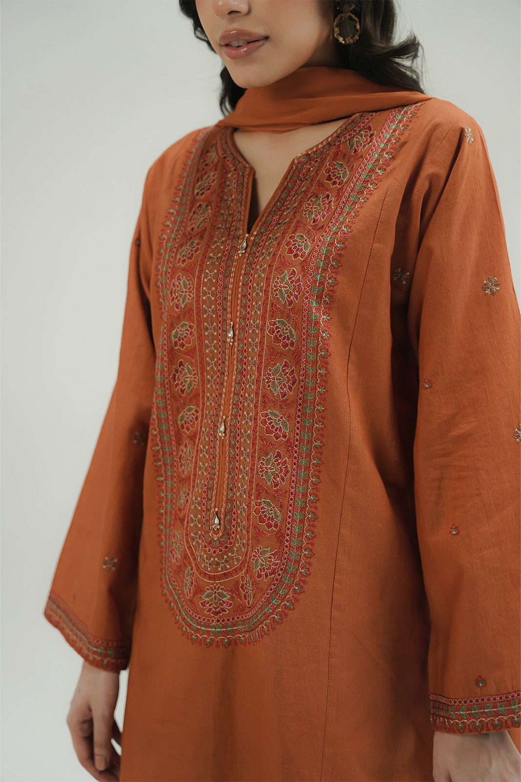 3 Piece Slub Khaddar Embroidered Suit (CP0581)