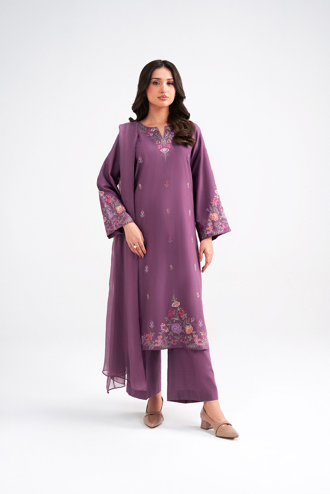 3 Piece Slub Khaddar Embroidered Suit (CP0584)