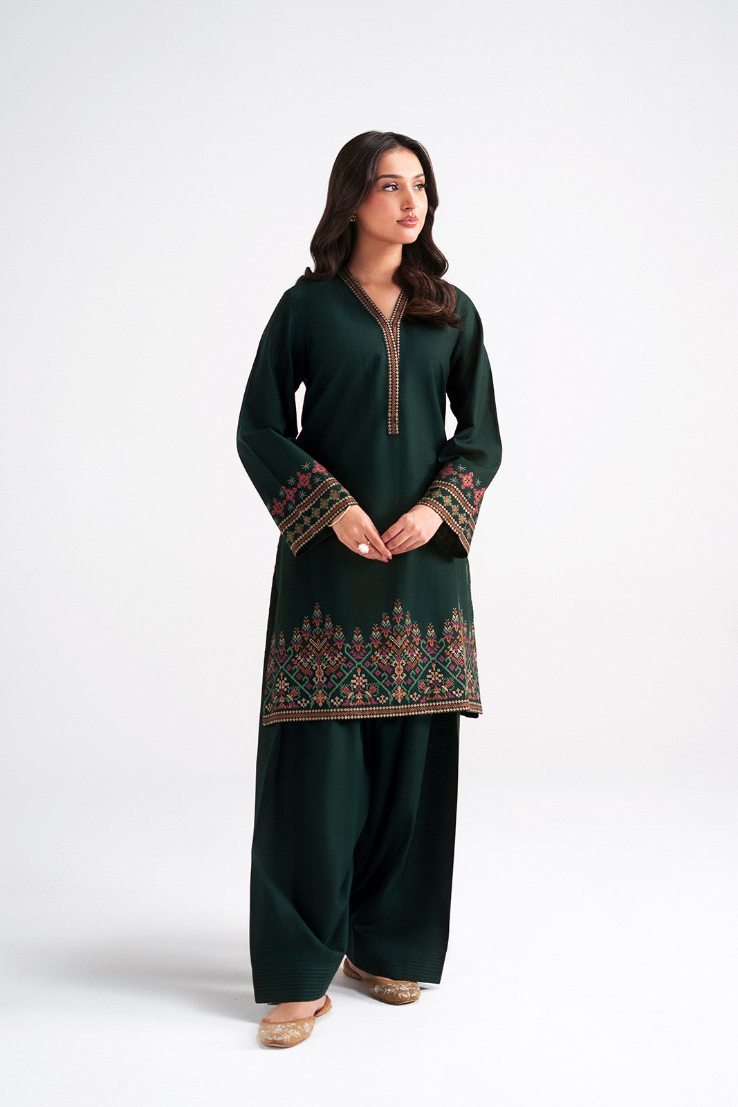 2 Piece Slub Khaddar Embroidered Suit (CP0585)
