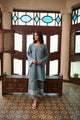 SS24DC-2322 BLUE 2PCS EMBROIDERED KURTA WITH TROUSER