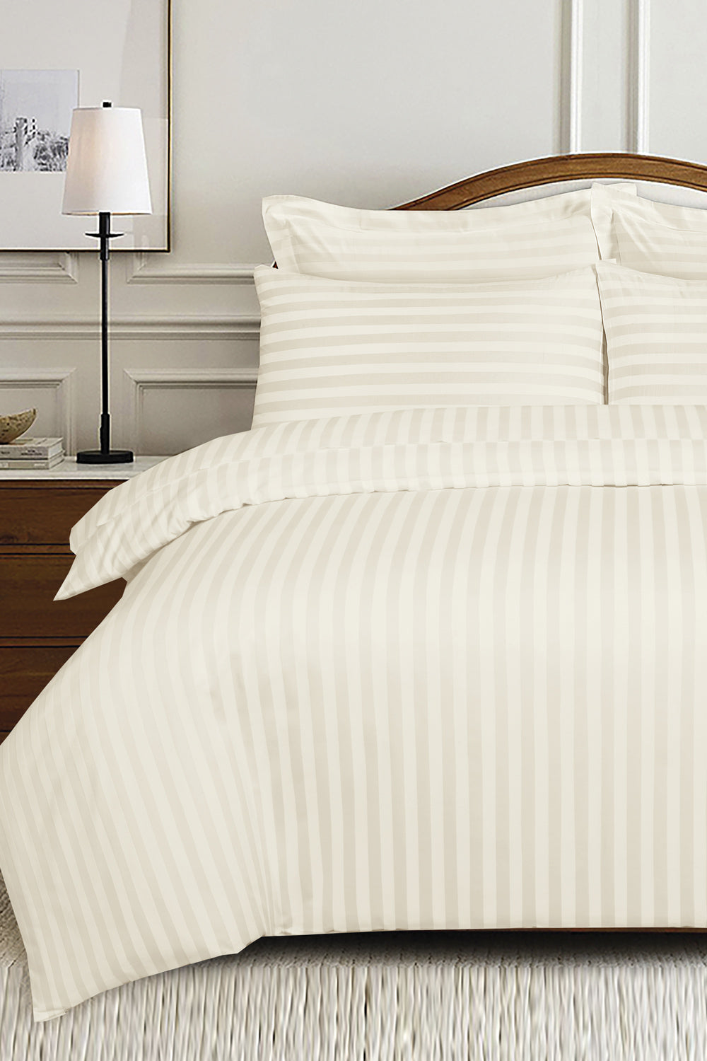 Cream Luxury Stripe Quilt Cover Set