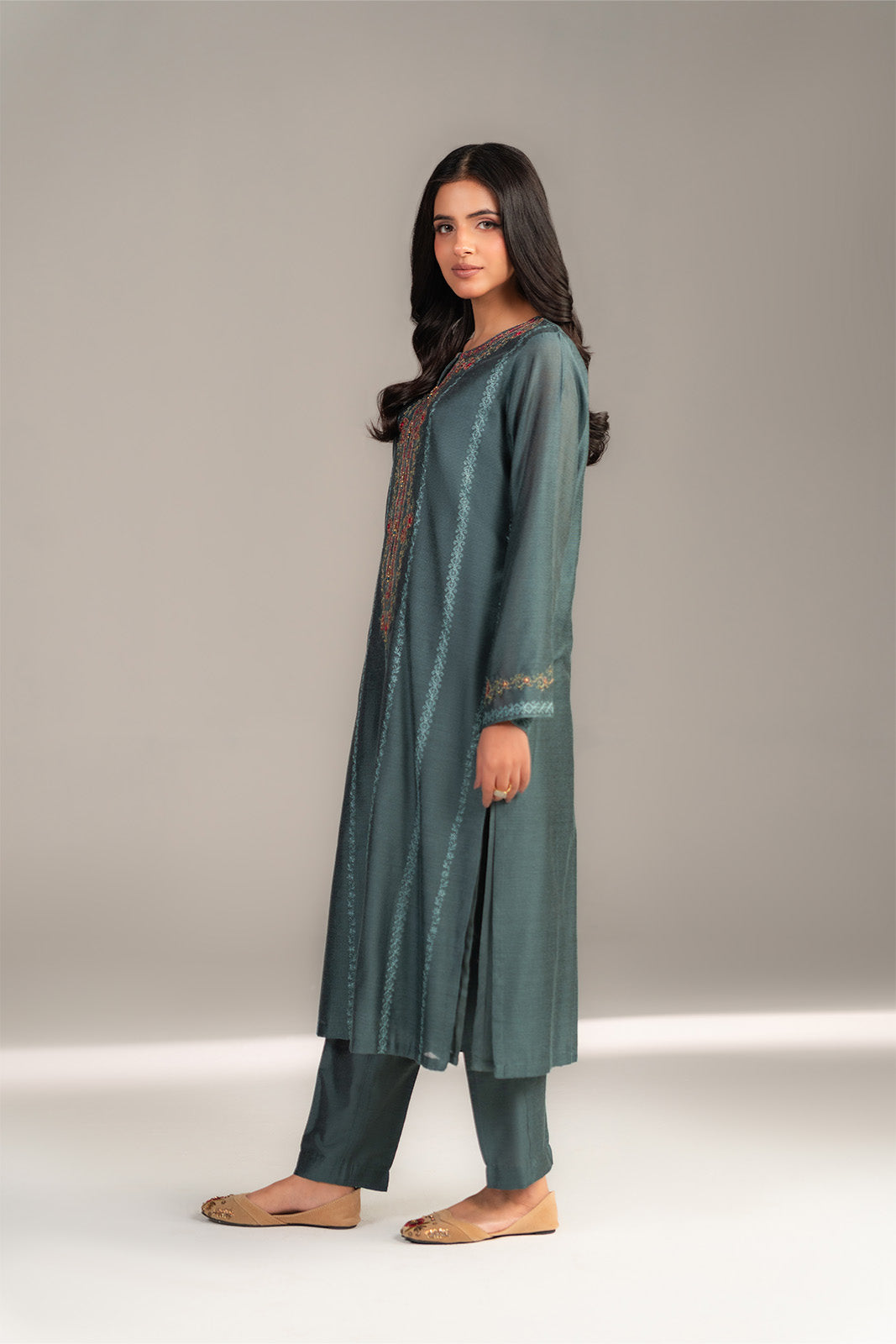 2 Piece Viscose Khadi Net Embroidered Suit (CS0436)