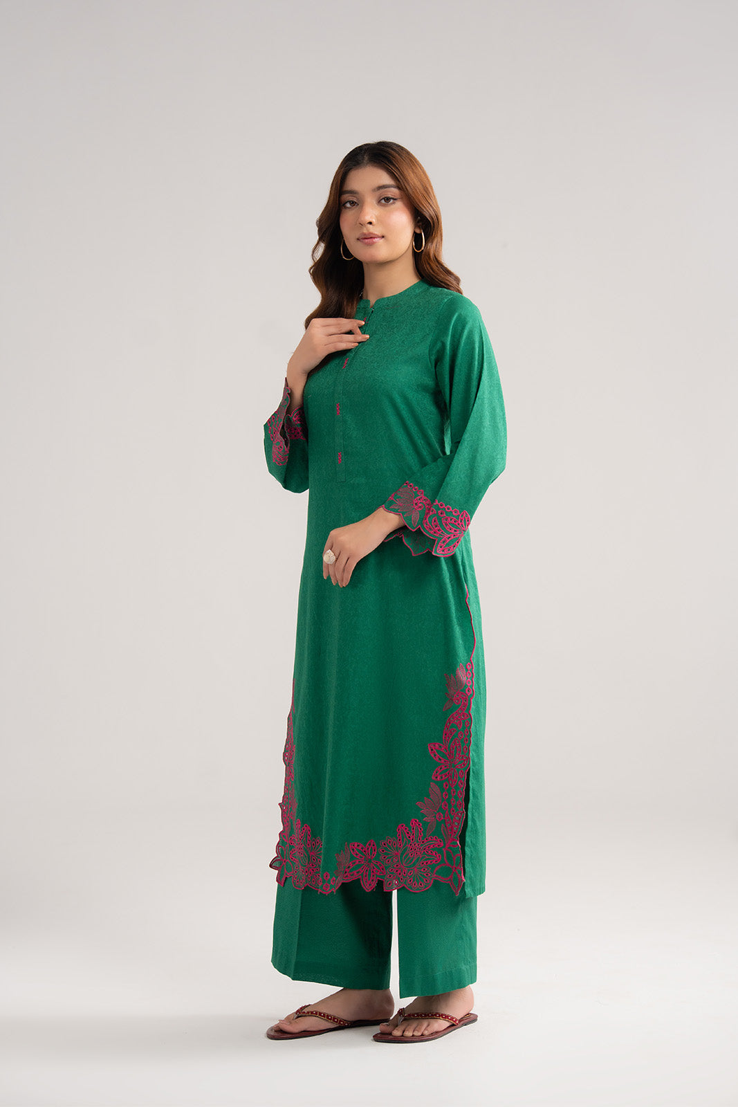 2 Piece Self Jacquard Embroidered Suit (CS0484)