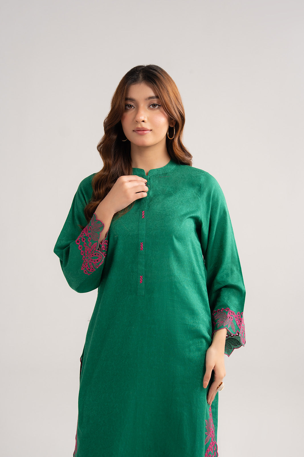 2 Piece Self Jacquard Embroidered Suit (CS0484)