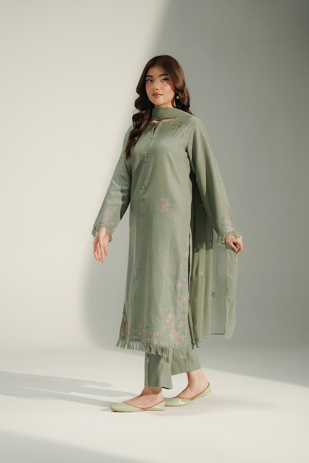 3 Piece Cotton Karandi Embroidered Suit (CS0493)
