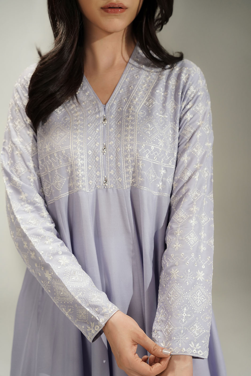 1 Piece Lawn Embroidered Flared Frock (CS0617)