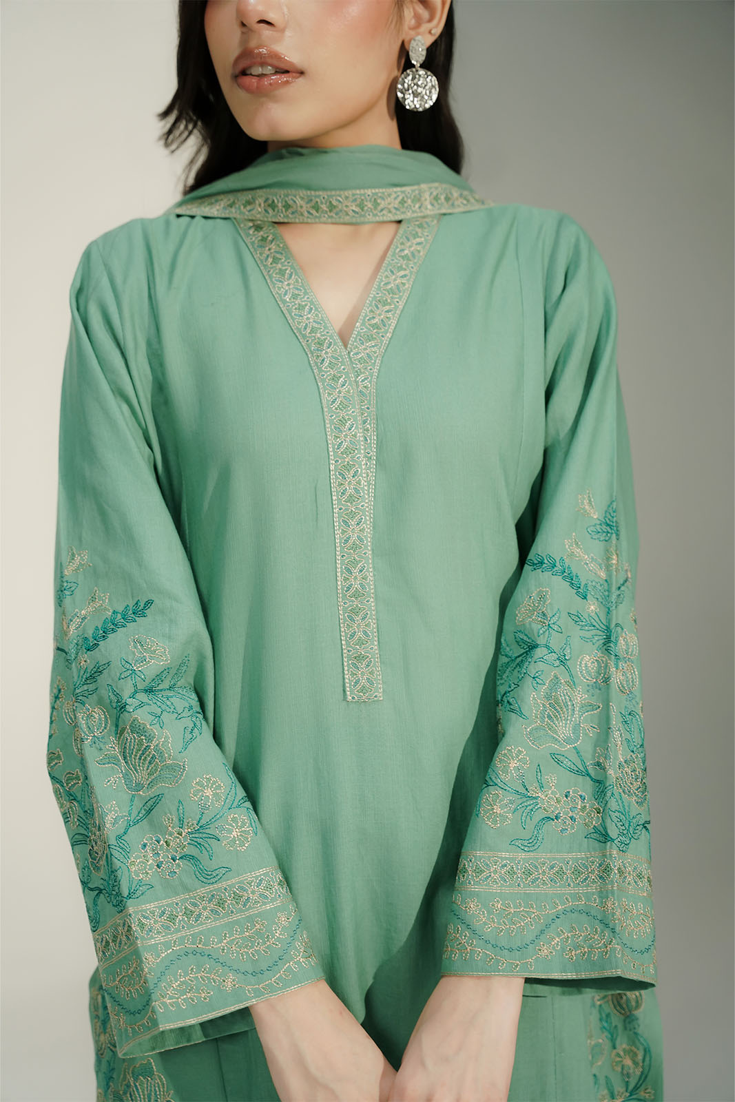 3 Piece Slub Khaddar Embroidered Suit (CS0727)