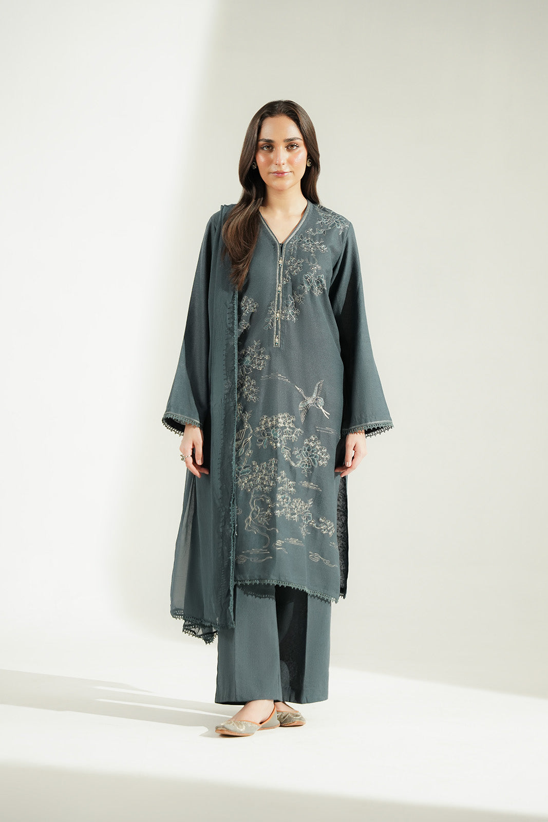 3 Piece Cotton Karandi Embroidered Suit (CS0745)