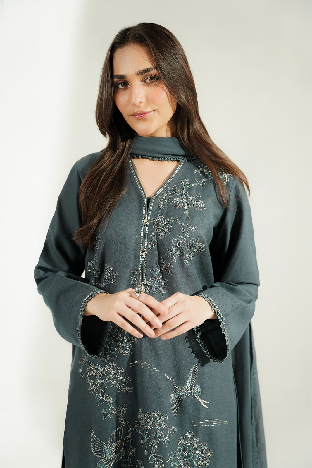 3 Piece Cotton Karandi Embroidered Suit (CS0745)