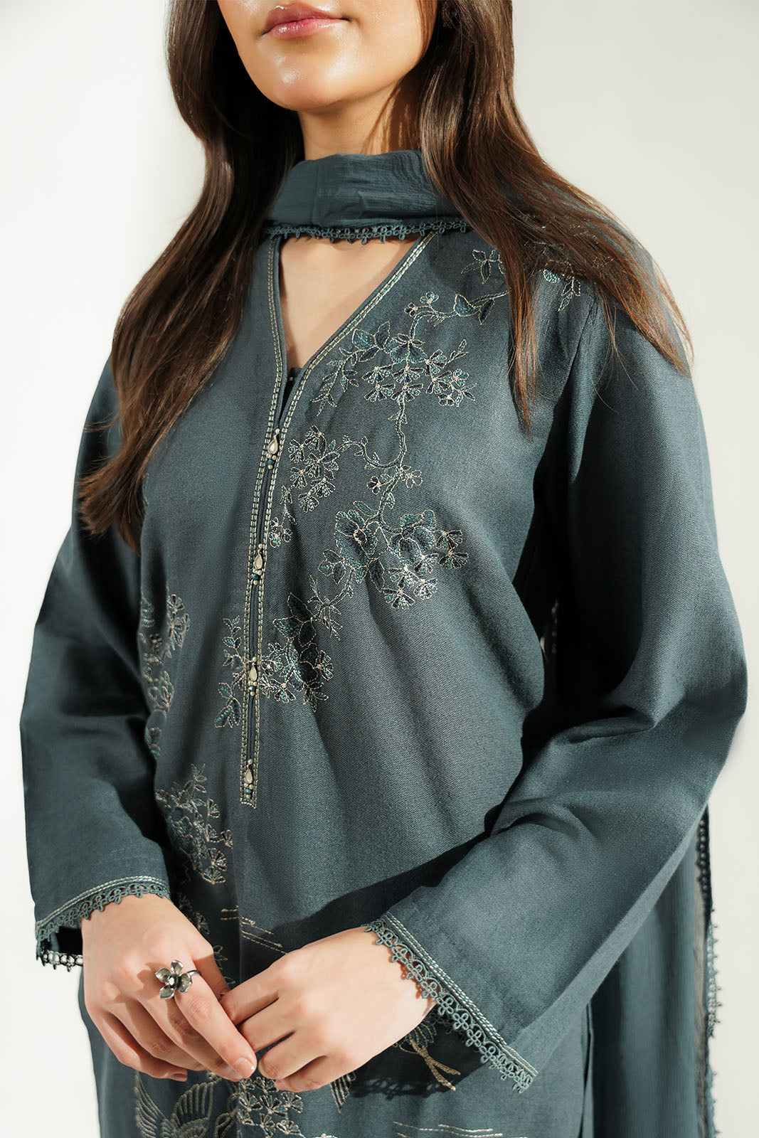 3 Piece Cotton Karandi Embroidered Suit (CS0745)
