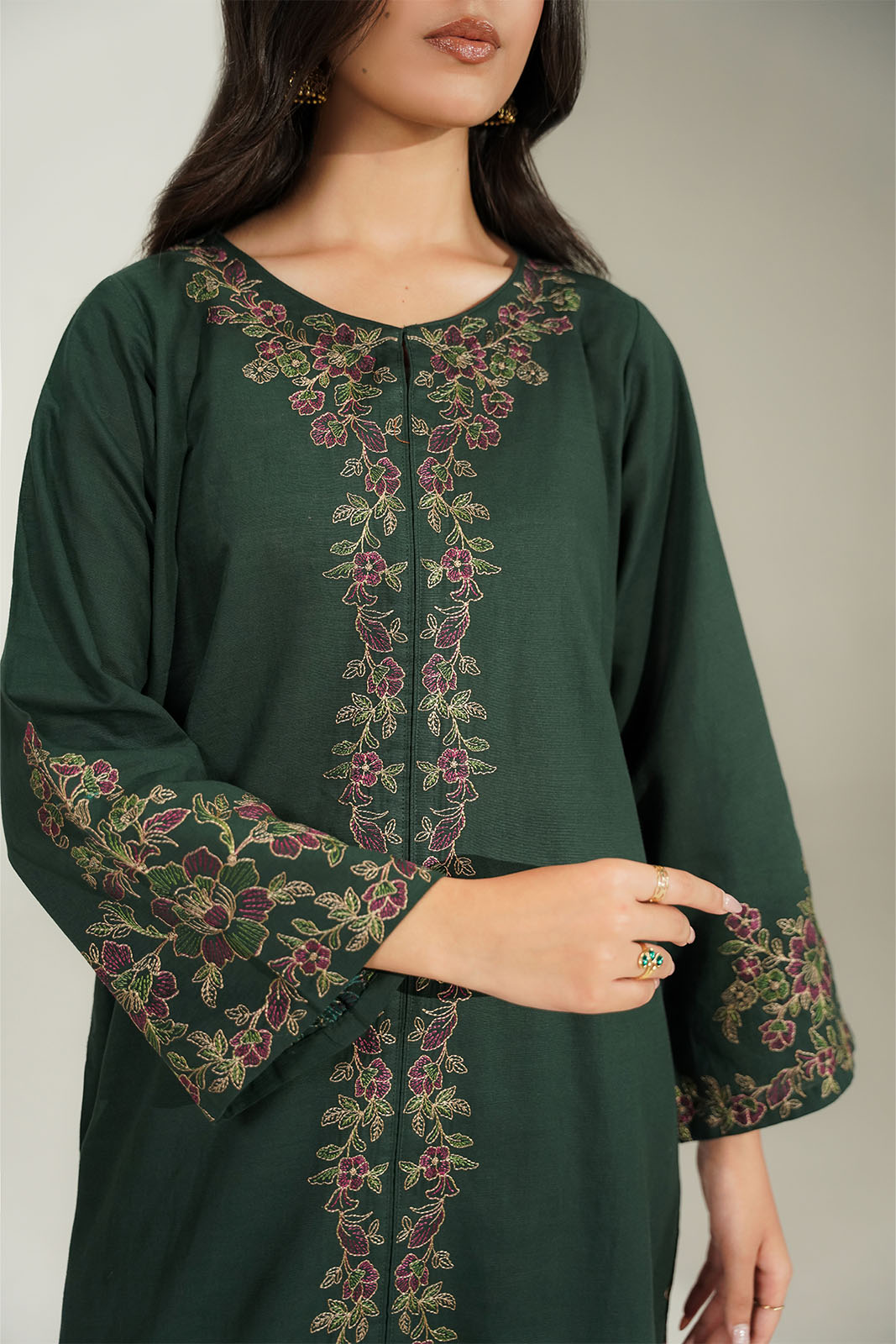2 Piece Slub Khaddar Embroidered Suit (CS0758)