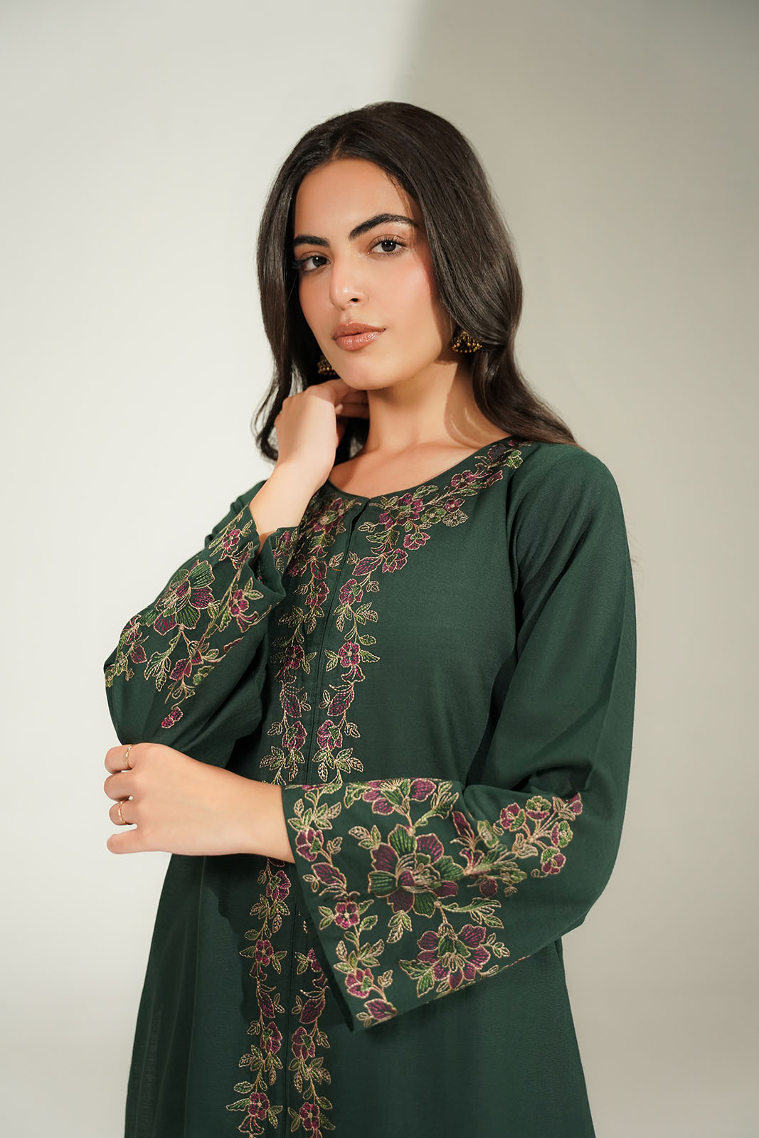 2 Piece Slub Khaddar Embroidered Suit (CS0758)