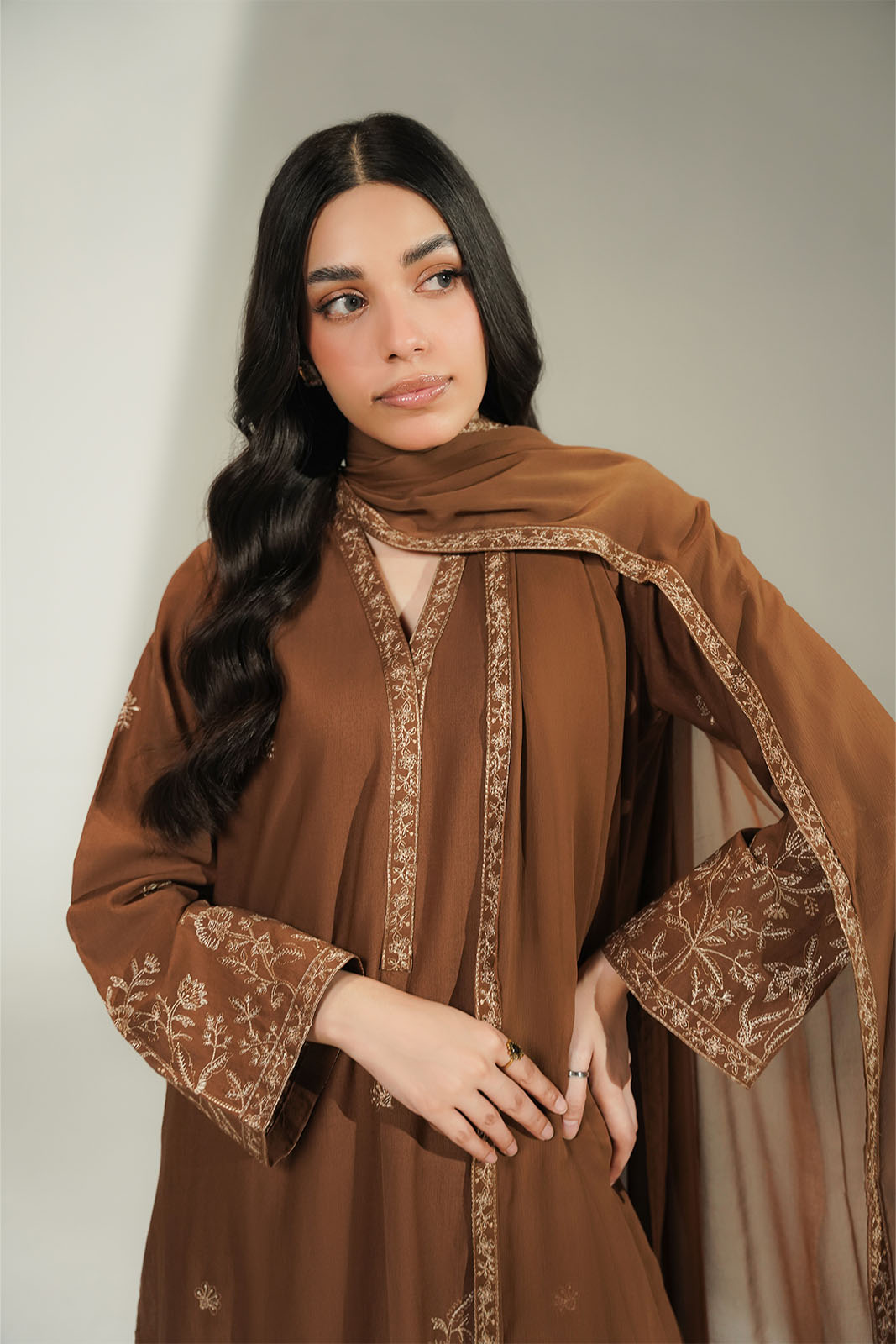 3 Piece Slub Khaddar Embroidered Suit (CS0760)
