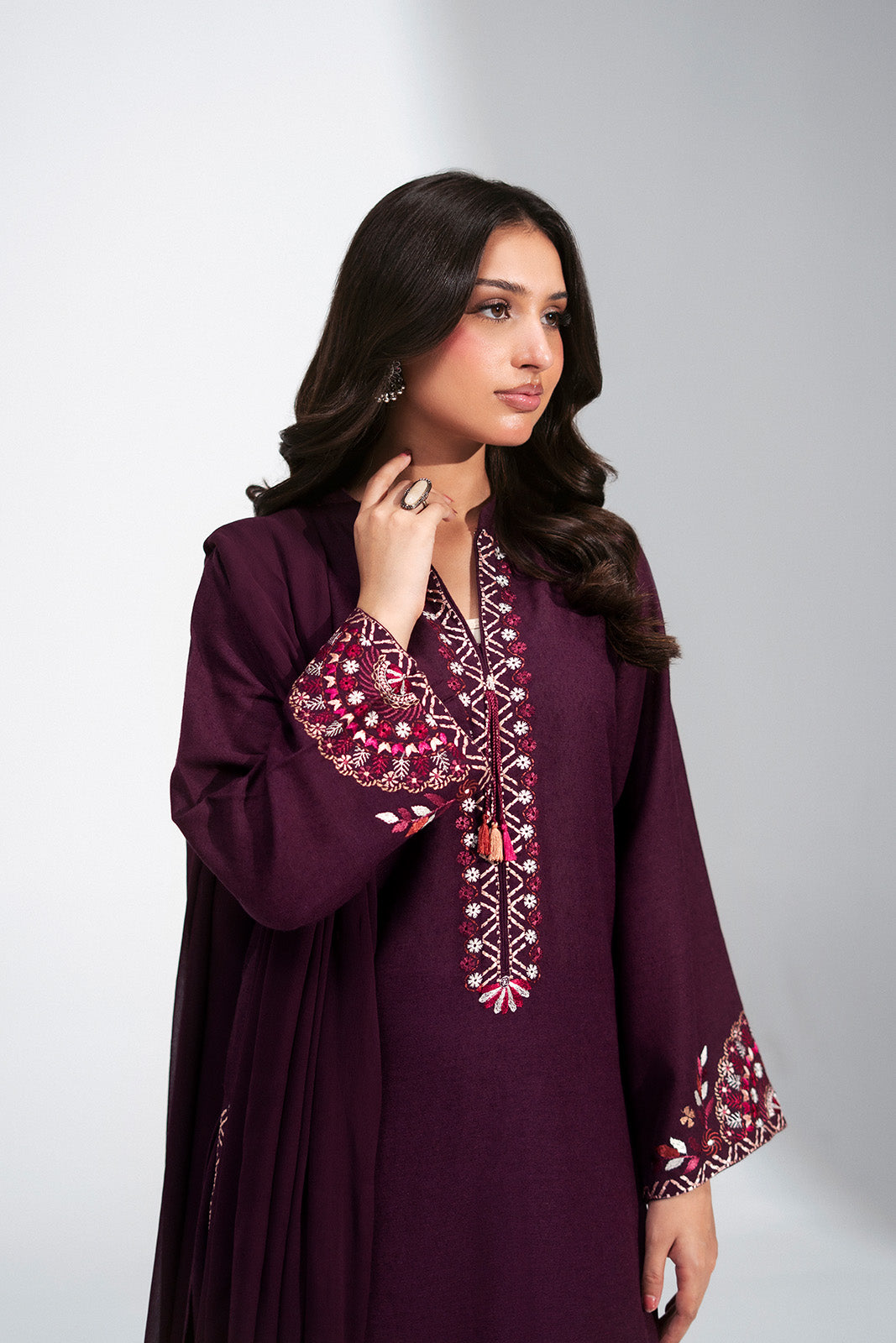 3 Piece Cotton Karandi Embroidered Suit (CS0772)