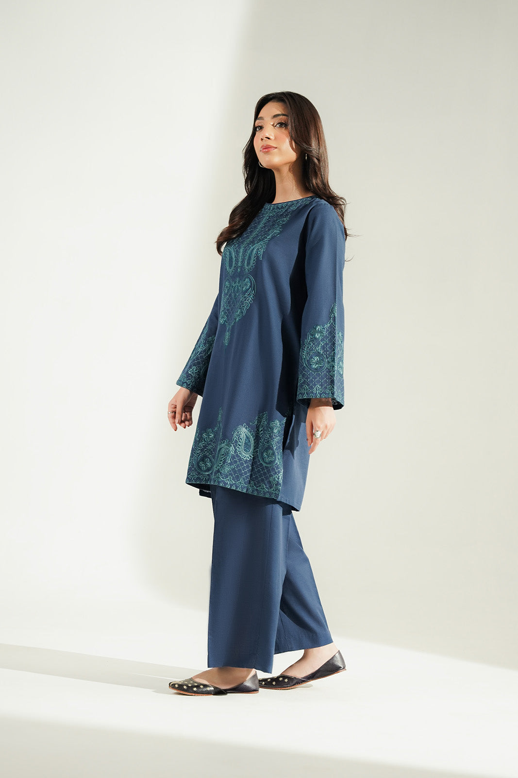 2 Piece Slub Khaddar Embroidered Suit (CS0777)